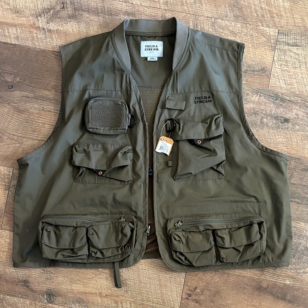 NWT Field & Stream Trout Fly Fishing Vest Multi Pocket Size 2XL Tarmac Green